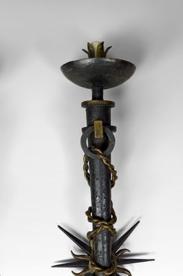 Torchiere Sconces in Wrought Iron by Gilbert Poillerat, France, 1930s, Set of 2-XNH-1816664