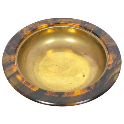 Tortoiseshell Acrylic & Brass Centerpiece Plate, 1960-LYQ-1171574