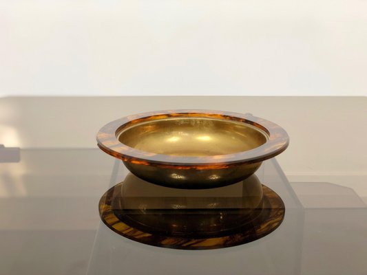 Tortoiseshell Acrylic & Brass Centerpiece Plate, 1960-LYQ-1171574