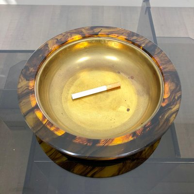 Tortoiseshell Acrylic & Brass Centerpiece Plate, 1960-LYQ-1171574