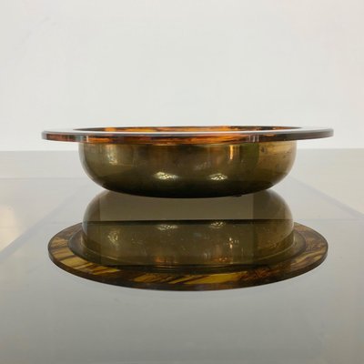 Tortoiseshell Acrylic & Brass Centerpiece Plate, 1960-LYQ-1171574