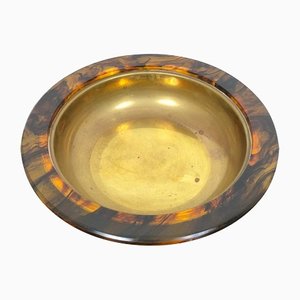 Tortoiseshell Acrylic & Brass Centerpiece Plate, 1960-LYQ-1171574