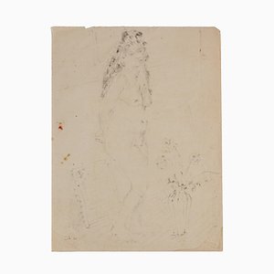 Toti Scialoja, Nude, Original Drawing in China Ink, 1941-ZCI-954347