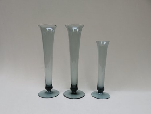 Tourmaline Glass Vases by Wilhelm Wagenfeld for WMF, 1950s, Set of 6-EY-655893