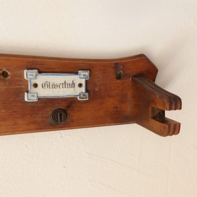 Towel Rack with Porcelain Labels, Early 20th Century-WK-1061067