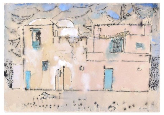 Town - China Ink and Watercolor - 1959 1959-ZCI-757309