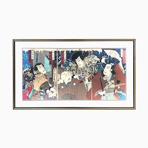 Toyohara Kunichika, Kabuki Scene, Woodcut, Late 19th Century, Framed-ZCI-1761898