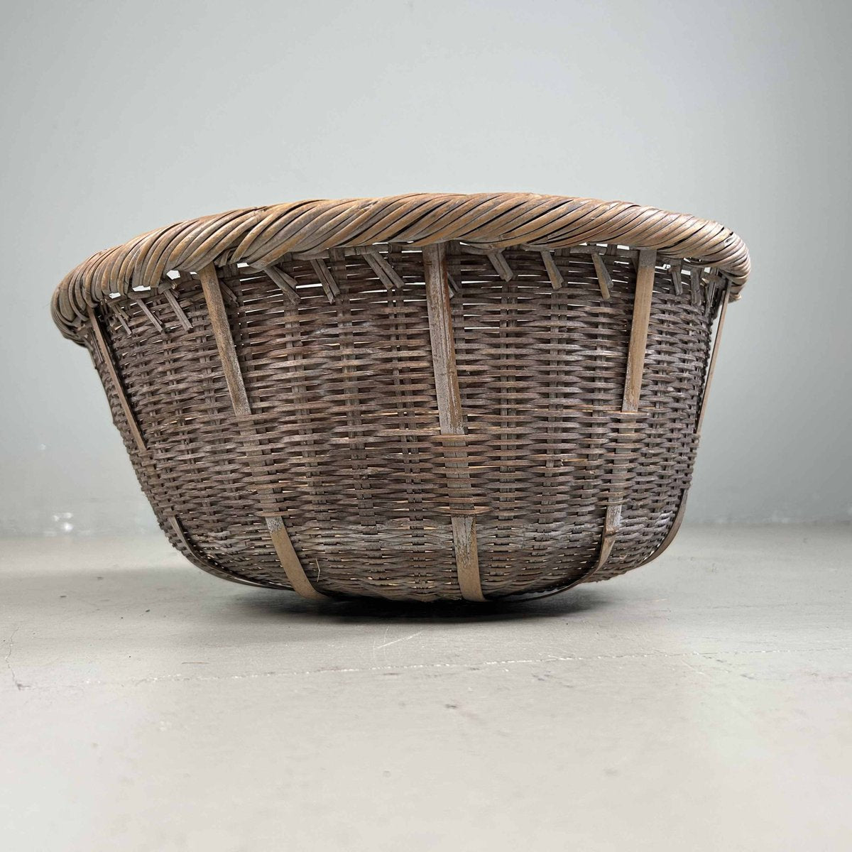 Traditional Bamboo Harvest Basket, Japan, 1940s