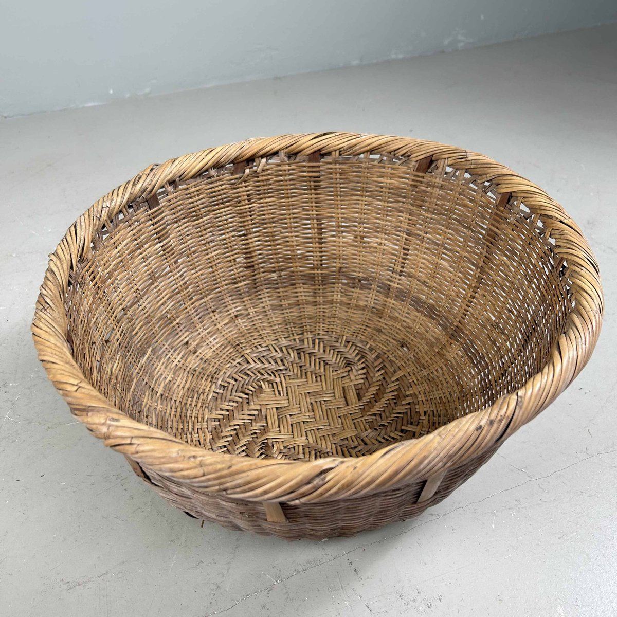 Traditional Bamboo Harvest Basket, Japan, 1940s