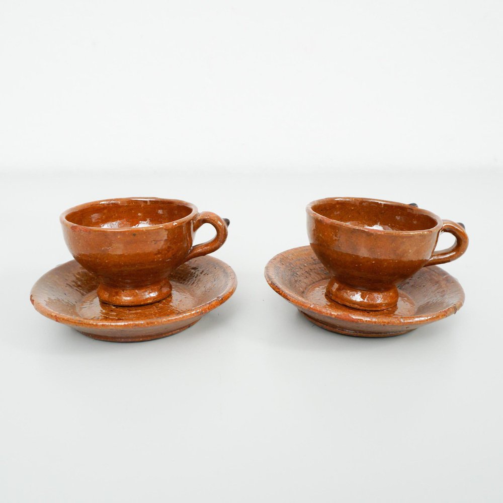 Traditional Ceramic Tea Cups, 1950s, Set of 2