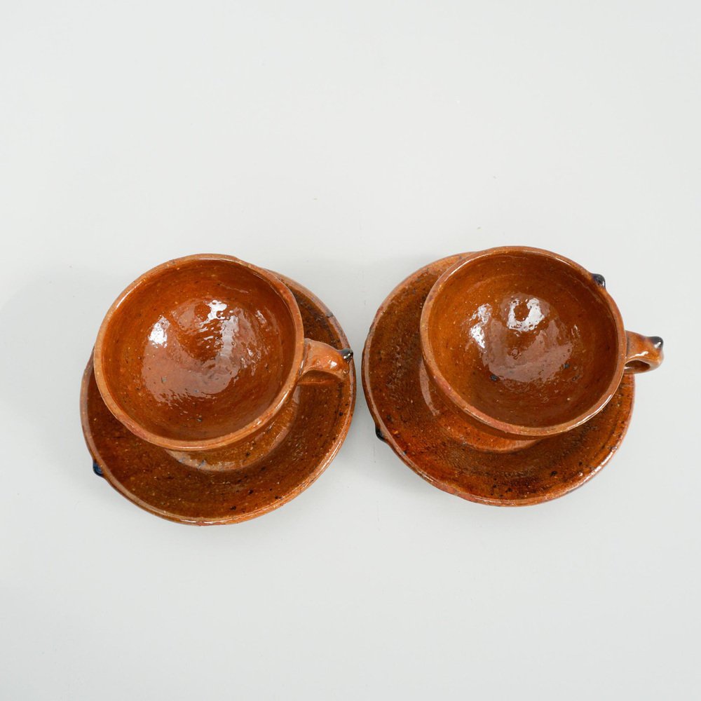 Traditional Ceramic Tea Cups, 1950s, Set of 2