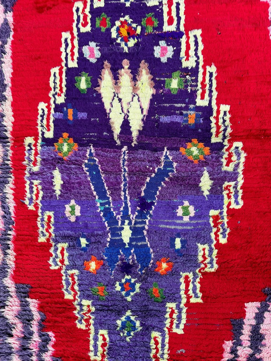 Traditional Handmade Boucherouite Moroccan Rug, 1980s