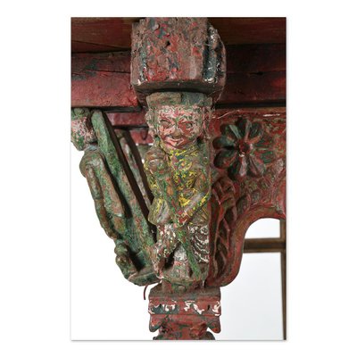 Traditional Indian Red Patina Wooden Showcase-NQ-1270302