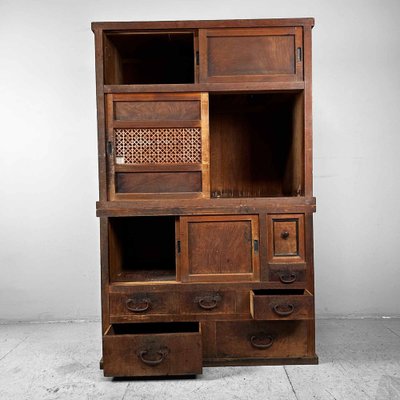 Traditional Japanese Tansu Storage Cabinet, 1920s, Set of 2-DWL-1807073