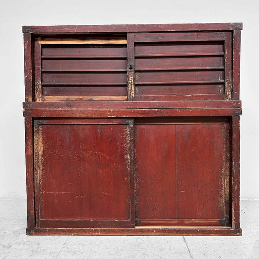 Traditional Taishō Two-Piece Japanese Storage Cabinet, 1920s, Set of 2