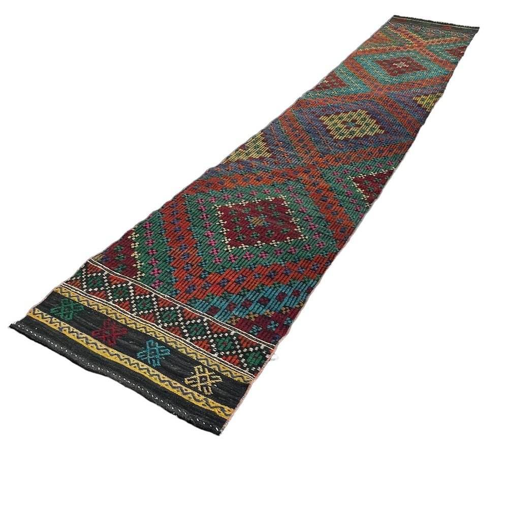 Traditional Turkish Kilim Runner Rug, 1930s