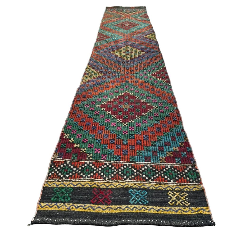 Traditional Turkish Kilim Runner Rug, 1930s