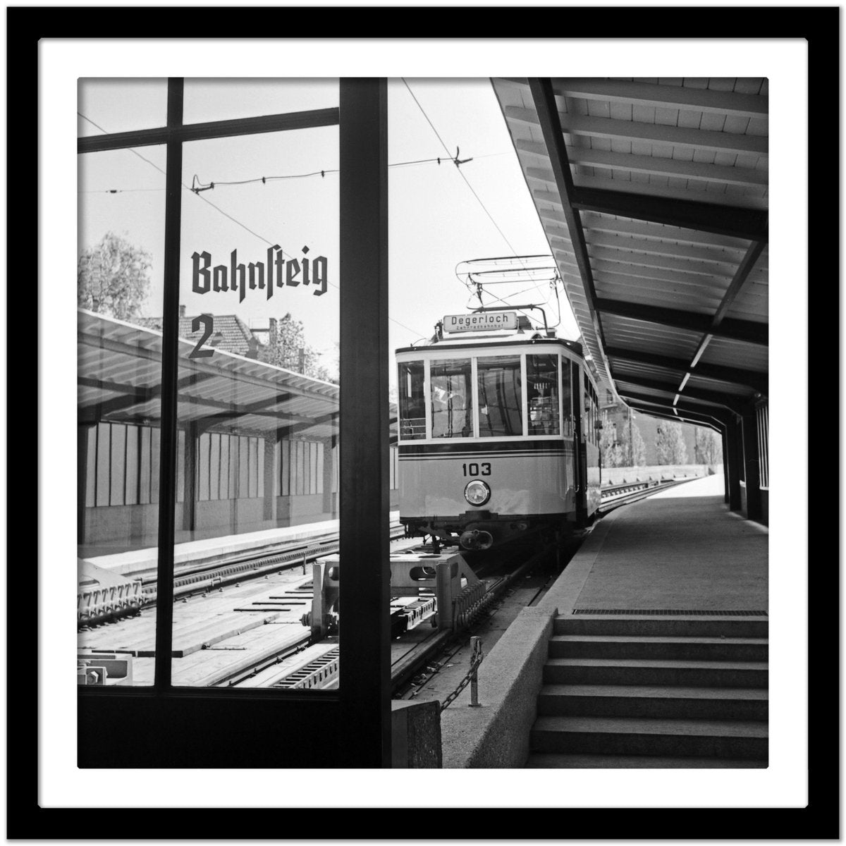 Train to Degerloch Waiting at Platform, Stuttgart Germany, 1935