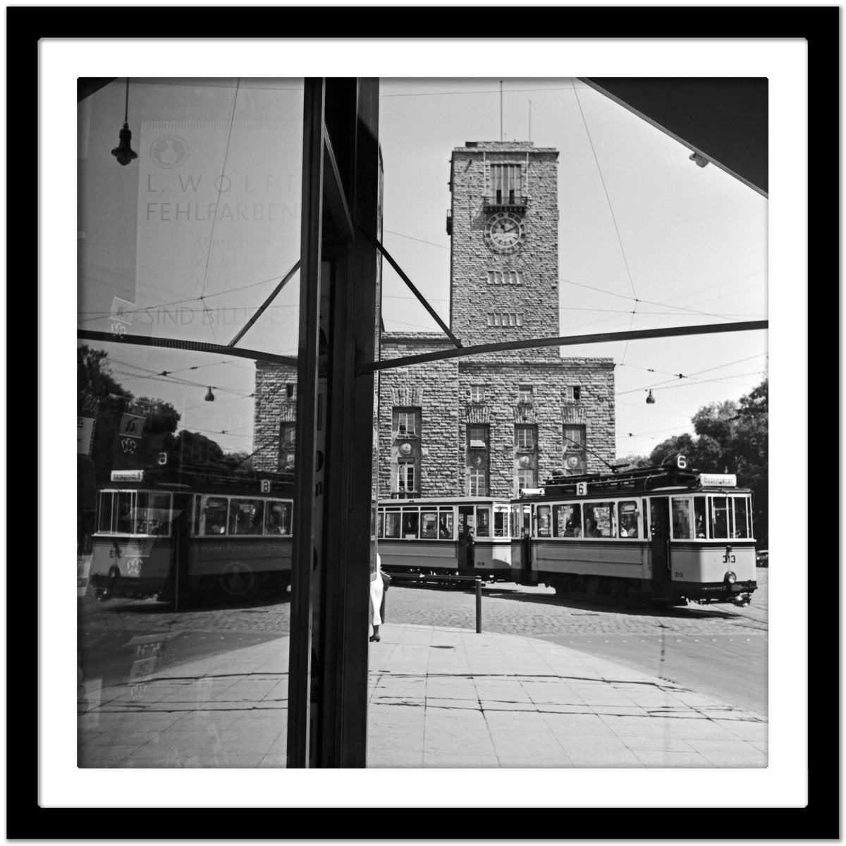 Tram Line No. 2 Reflecting Main Station, Stuttgart Germany, 1935