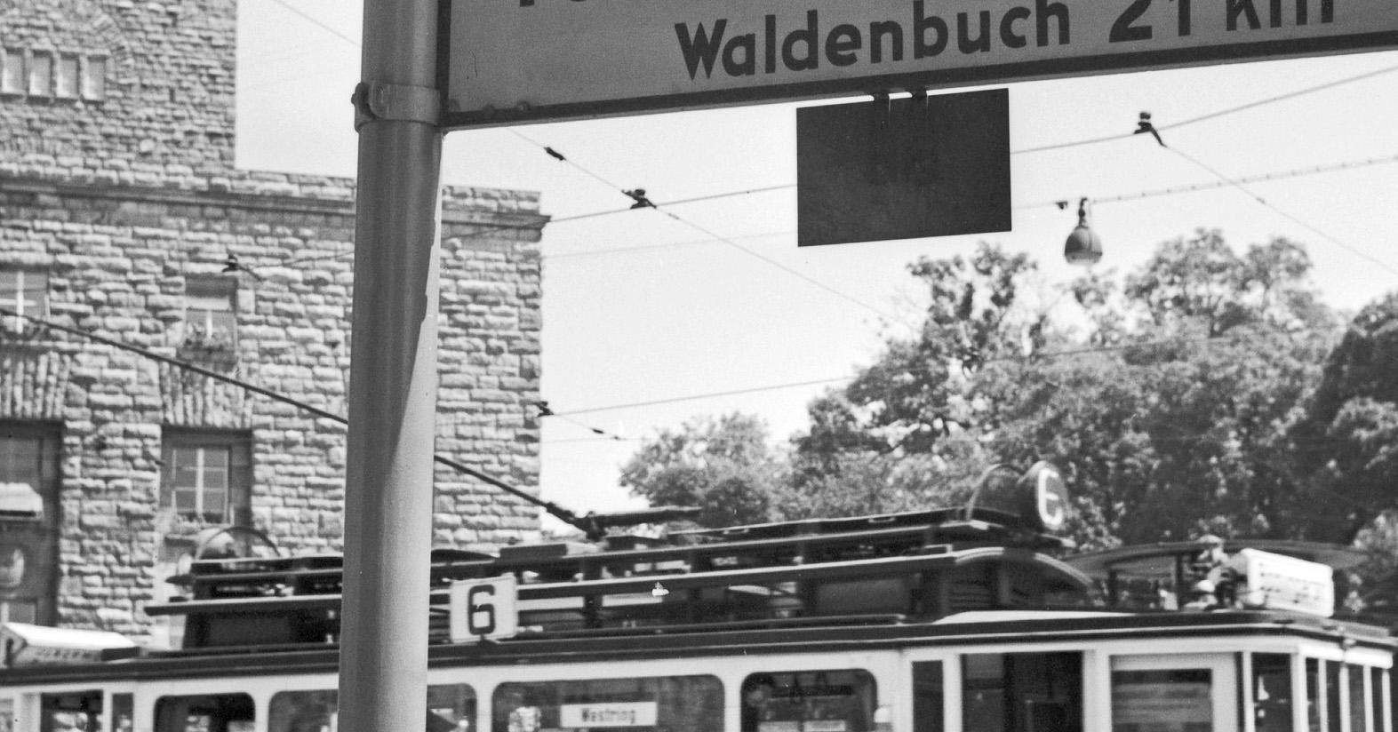 Tram Line No. 6 at Main Station, Stuttgart Germany, 1935