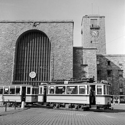 Tram Line No. 6 in Front of Main Station, Stuttgart Germany, 1935-DYV-988162