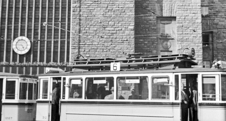 Tram Line No. 6 in Front of Main Station, Stuttgart Germany, 1935-DYV-988162