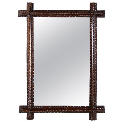 Tramp Art Carved Wall Mirror, Austria, 1870s-TQA-1322222