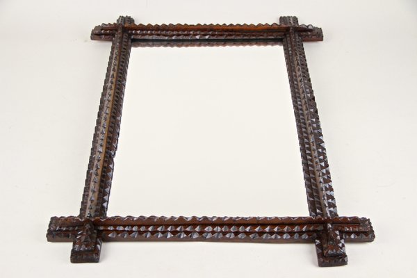 Tramp Art Carved Wall Mirror, Austria, 1870s-TQA-1322222