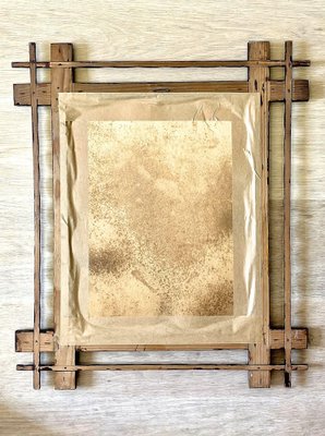 Tramp Art Mirror in Hand-Carved Basswood, Austria, 1890s-TQA-1354221