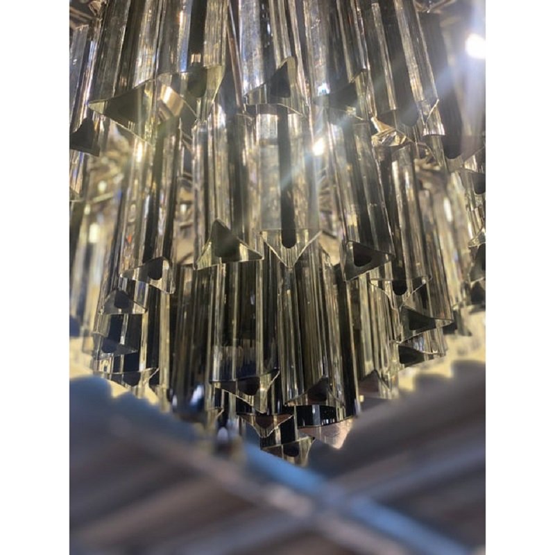 Transparent and Black Triedro Murano Glass Chandelier by Simong