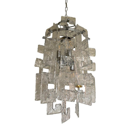 Transparent and Silver Chandelier in Murano Glass by Simoeng