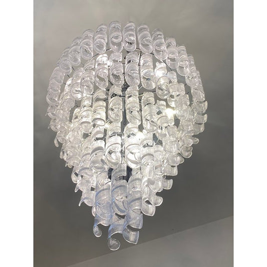 Transparent and White Ricci Murano Glass Chandelier by Simoeng