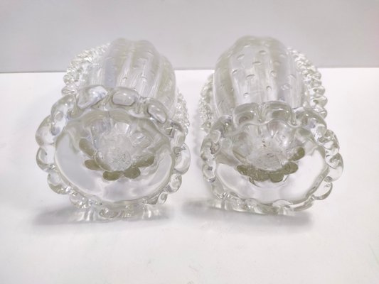 Transparent Bullicante Murano Glass Vases attributed to Ercole Barovier, 1930s, Set of 2-JPQ-1822625