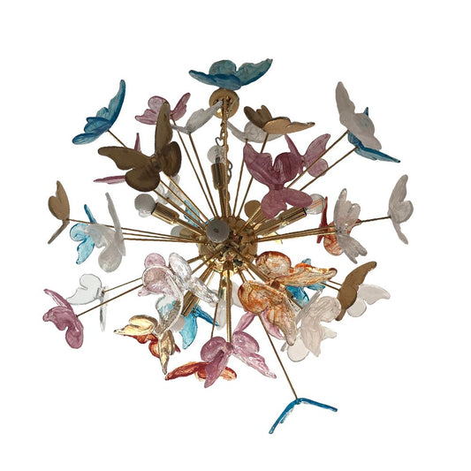 Transparent Butterfly Murano Glass Sputnik Chandelier from Murano Glass