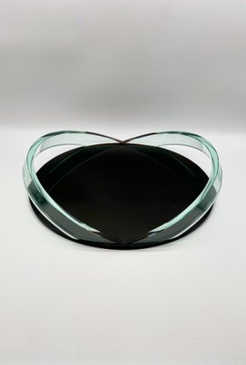 Transparent Curved Black Glass Tray Curved in the style of Fontana Arte, Italy, 1970s-PYA-1679649