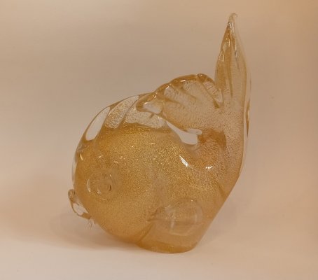 Transparent Glass Fish with Gold Inclusion by Archimede Seguso, Murano, Italy, 1970s-TKR-1819416