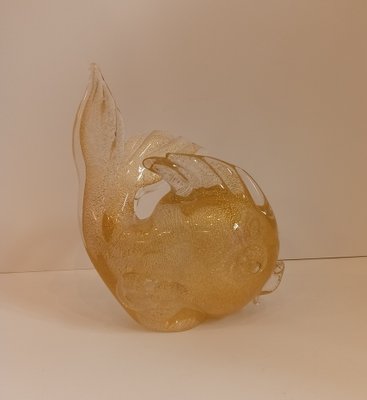 Transparent Glass Fish with Gold Inclusion by Archimede Seguso, Murano, Italy, 1970s-TKR-1819416