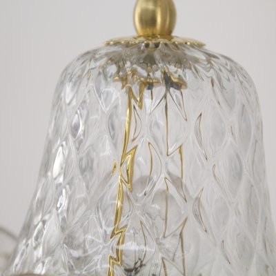 Transparent Murano Glass Table Lamps with Artistic Golden Artistic Decorations, Italy, Set of 2-MPO-1739538