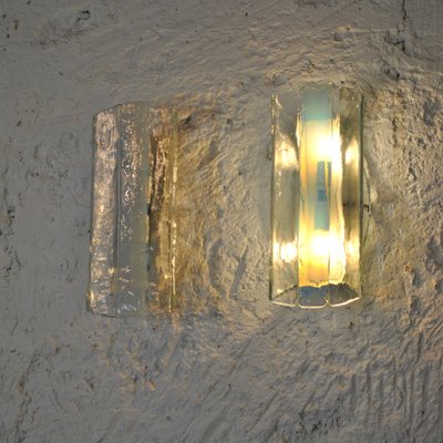 Transparent Textured Glass Wall Lights from Mazzega, Set of 2-JQO-1056415