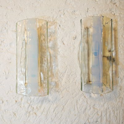 Transparent Textured Glass Wall Lights from Mazzega, Set of 2-JQO-1056415