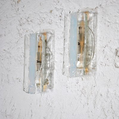 Transparent Textured Glass Wall Lights from Mazzega, Set of 2-JQO-1056415