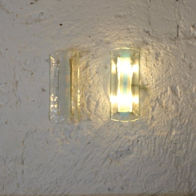 Transparent Textured Glass Wall Lights from Mazzega, Set of 2-JQO-1056415