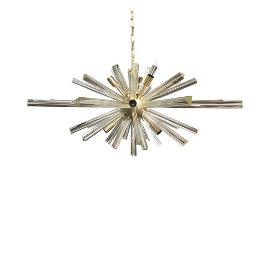 Transparent Triedro Murano Glass Oval Sputnik Chandelier