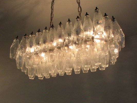 Trasparent Polyhedrons Murano Glass Chandelier from Carlo Scarpa, 1970s-FHZ-620020