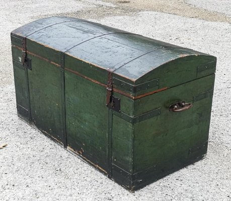 Travel Trunk in Green Varnished Wood, 1900s-RAQ-1271802