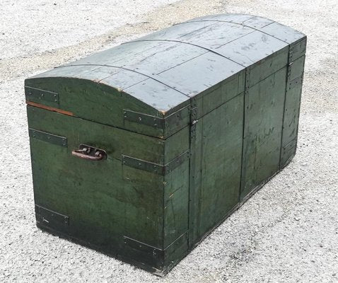 Travel Trunk in Green Varnished Wood, 1900s-RAQ-1271802