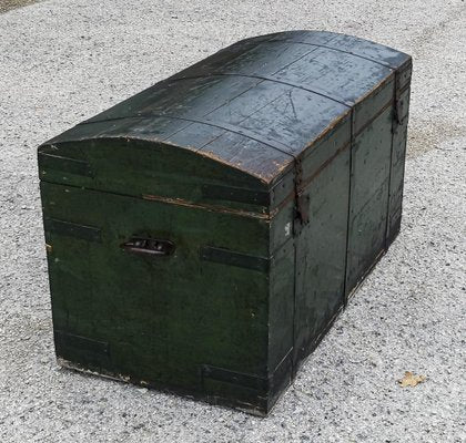 Travel Trunk in Green Varnished Wood, 1900s-RAQ-1271802