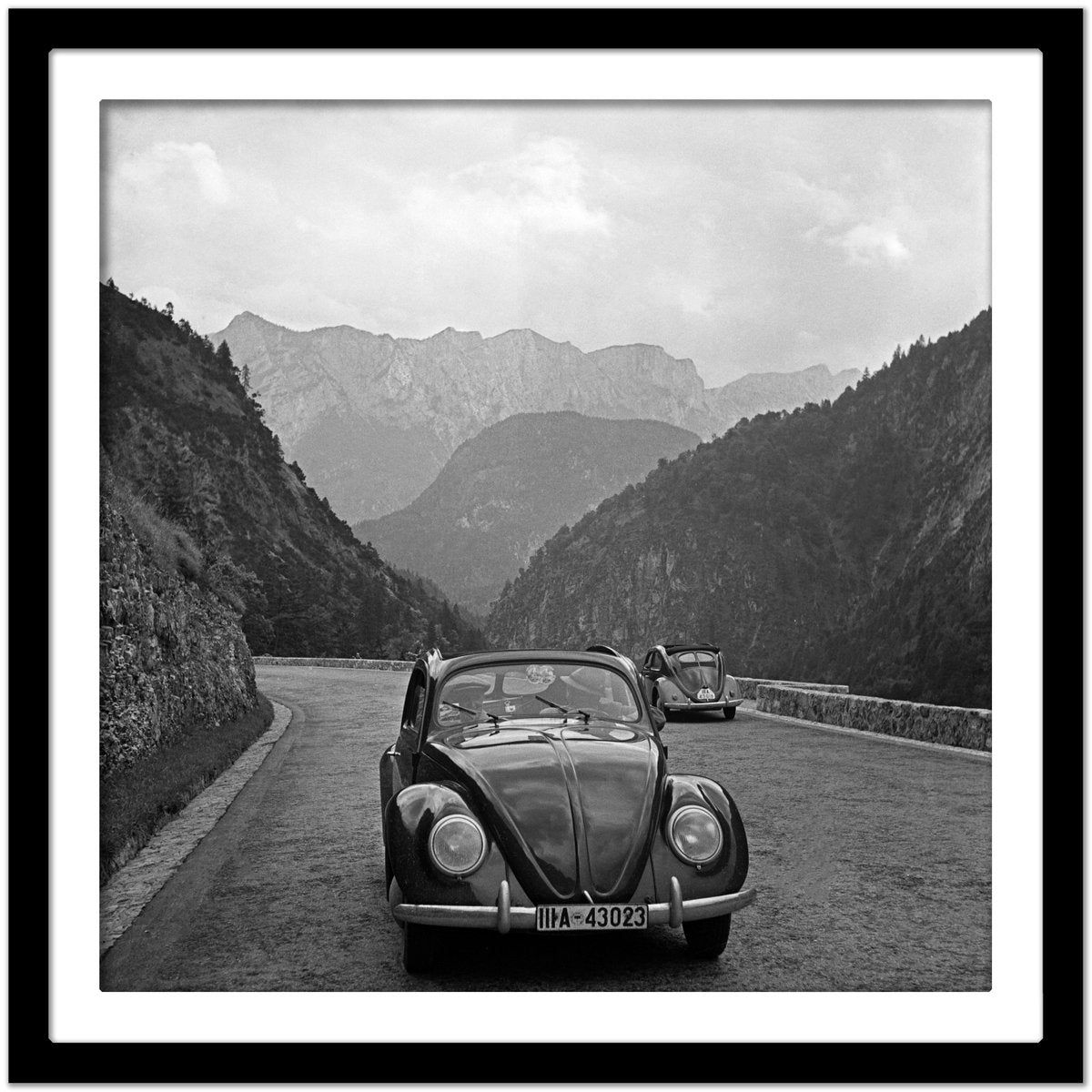 Travelling by Volkswagen Beetle Through Mountains, Germany, 1939, Photograph