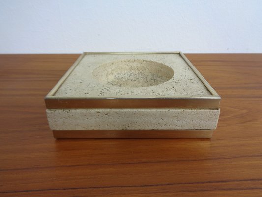 Travertin & Brass Ashtray by Fratelli Mannelli, Italy, 1970s-RDW-1722310