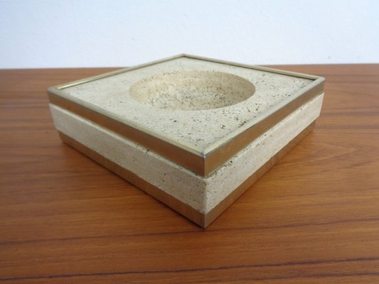 Travertin & Brass Ashtray by Fratelli Mannelli, Italy, 1970s-RDW-1722310